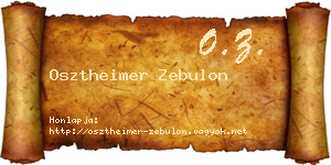 Osztheimer Zebulon névjegykártya
